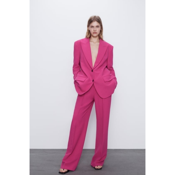 Zara Jackets & Coats Rare Zara Hot Pink Pant Suit Set Poshmark